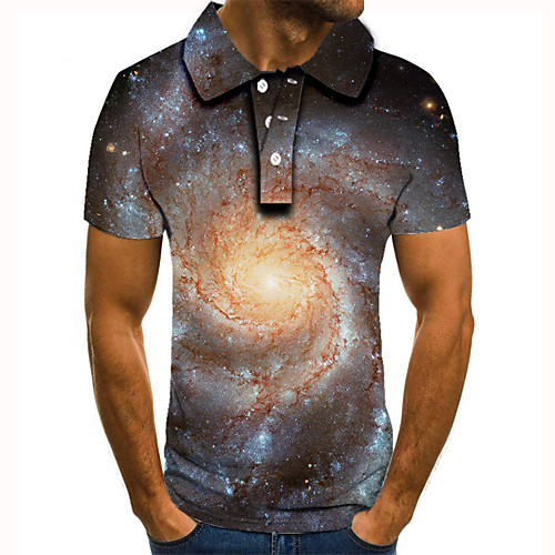 

Men's Polo 3D Print Graphic Print Short Sleeve Daily Tops Basic Black