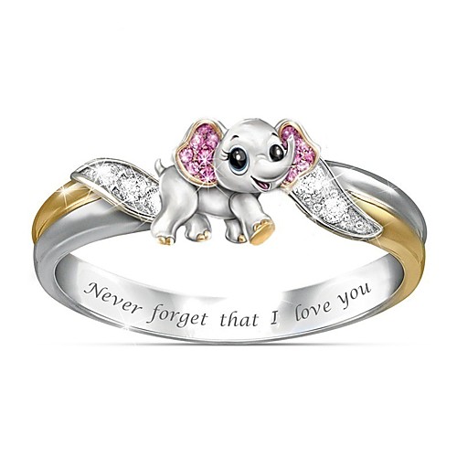 

Ring AAA Cubic Zirconia Fancy Silver Brass Elephant Cute 1pc 6 7 8 9 10 / Women's