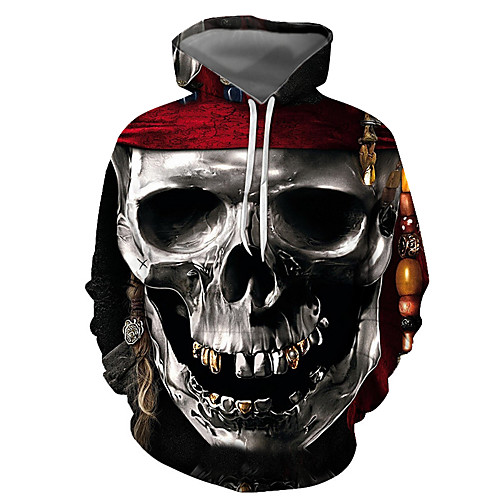 

Men's Pullover Hoodie Sweatshirt Graphic Skull Hooded Halloween Daily Going out 3D Print Basic Casual Hoodies Sweatshirts Long Sleeve Black