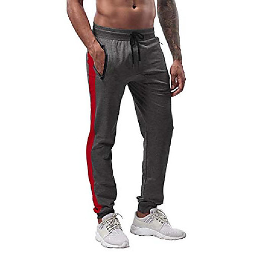 

men's athletic running pants joggers workout sweatpants with zipper pockets dark grey l