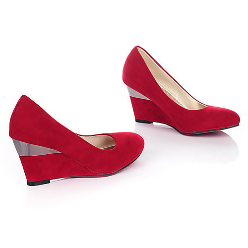 

Women's Heels Wedge Heel Round Toe Casual Basic Daily Walking Shoes Nubuck Color Block Black / Red Black Purple