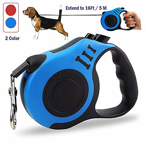 

retractable dog leash[12.95→8.99] upgraded 360° tangle free for medium and small dogs or cats,16ft (5m) strong and durable nylon woven rope, one-handed brake and anti-slip handle