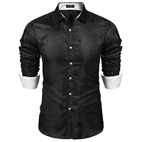 

Men's Shirt Color Block Long Sleeve Daily Tops Casual Black And White Black red Zang Cyan