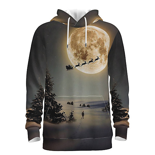 

Men's Pullover Hoodie Sweatshirt Graphic 3D Ugly Christmas Hooded Daily 3D Print Basic Christmas Hoodies Sweatshirts Long Sleeve Gray