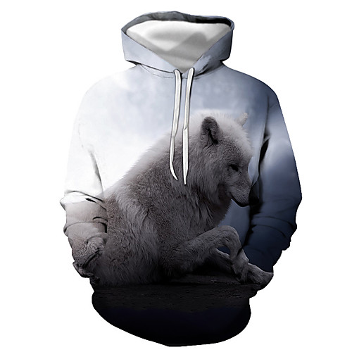 

Men's Pullover Hoodie Sweatshirt Graphic Animal Daily Going out 3D Print Basic Casual Hoodies Sweatshirts Black