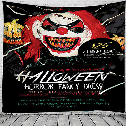 

Halloween Wall Tapestry Art Decor Blanket Curtain Picnic Tablecloth Hanging Home Bedroom Living Room Dorm Decoration Psychedelic Clown Pumpkin Haunted Scary Polyester