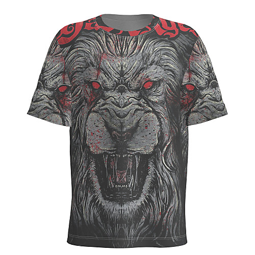 

Men's T shirt 3D Print Graphic 3D Animal Short Sleeve Daily Tops Basic Gray