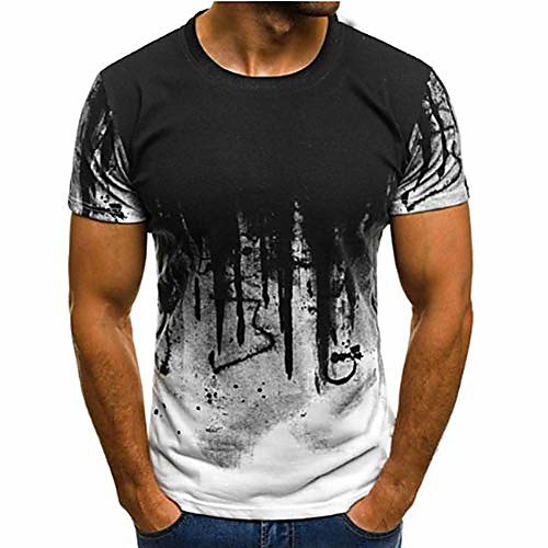 

Men's T shirt Short Sleeve Tops Streetwear ArmyGreen White Blue
