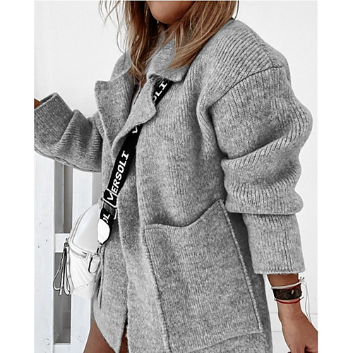 

Women's Solid Colored Basic Fall & Winter Sweater Coat Long Daily Long Sleeve Others Coat Tops Black