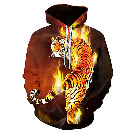 

Men's Plus Size Pullover Hoodie Sweatshirt Graphic Flame Animal Hooded Club Weekend 3D Print Casual Party Hoodies Sweatshirts Long Sleeve Yellow