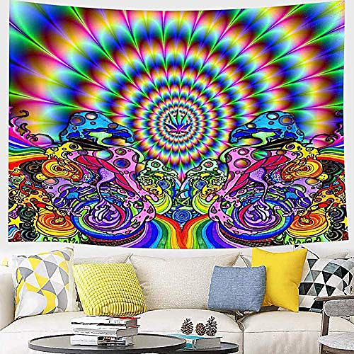 

Psychedelic Abstract Wall Tapestry Art Decor Blanket Curtain Picnic Tablecloth Hanging Home Bedroom Living Room Dorm Decoration Polyester Arabesque Hippie Sunshine Monster Skull Trippy Mountain Landsc