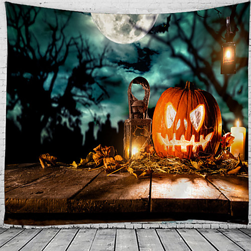 

Halloween Wall Tapestry Art Decor Blanket Curtain Picnic Tablecloth Hanging Home Bedroom Living Room Dorm Decoration Psychedelic Skull Skeleton Bat Pumpkin Haunted Scary Grave Polyester