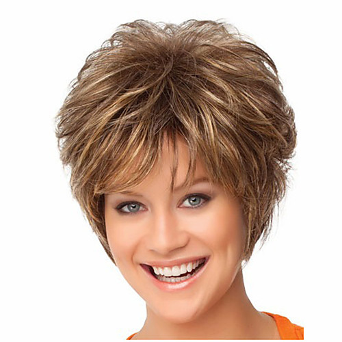 

Synthetic Wig kinky Straight Layered Haircut Wig Short Brown Synthetic Hair Women's Soft Exquisite Fluffy Brown