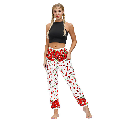 

Women's Yoga Pants Side Pockets Harem Bloomers Breathable Quick Dry Bohemian White Yoga Fitness Gym Workout Sports Activewear / Casual / Athleisure