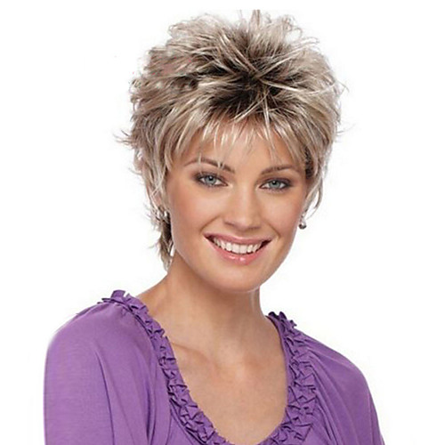 

Synthetic Wig Curly Bouncy Curl Pixie Cut Wig Short Light Blonde Synthetic Hair Women's Soft Easy to Carry Comfy Blonde