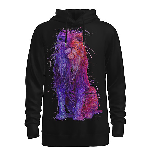

Men's Daily Pullover Hoodie Sweatshirt 3D Graphic Animal Hooded Basic Hoodies Sweatshirts Long Sleeve Black