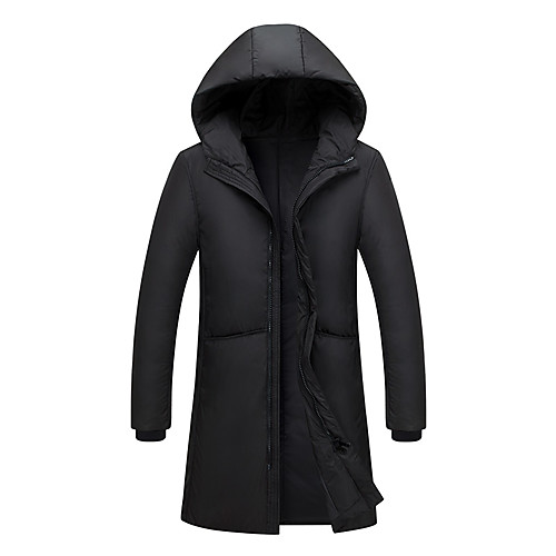 

Men's Down Parka Solid Colored White Duck Down Long POLY Black / Gray M / L / XL