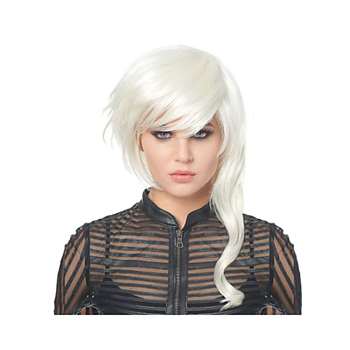 

Cosplay Wig White Asymmetrical Curly Asymmetrical Wig Long White Synthetic Hair Women's Anime Cosplay Exquisite White
