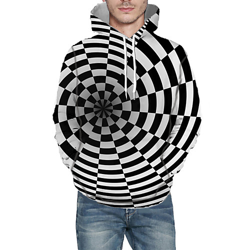 

Men's Daily Pullover Hoodie Sweatshirt 3D Abstract Graphic Hooded Basic Hoodies Sweatshirts Long Sleeve Black