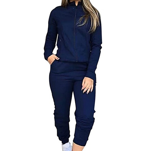 

Women's Basic Solid Color Two Piece Set Hoodie Tracksuit Pant Loungewear Tops