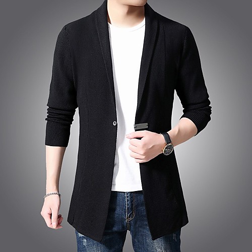 

Men's Basic Knitted Solid Color Cardigan Long Sleeve Sweater Cardigans V Neck Spring Fall Black Green Brown