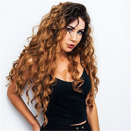 

Synthetic Wig Street Fighter Wavy Middle Part Wig Long Black / Brown Synthetic Hair 26 inch Women's Adorable Natural Hairline Exquisite Black / Blonde