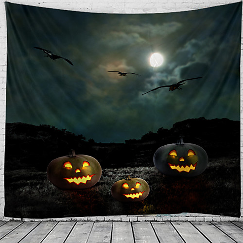 

Halloween Party Holiday Wall Tapestry Art Decor Blanket Curtain Picnic Tablecloth Hanging Home Bedroom Living Room Dorm Decoration Psychedelic Pumpkin Bat Haunted Scary Polyester