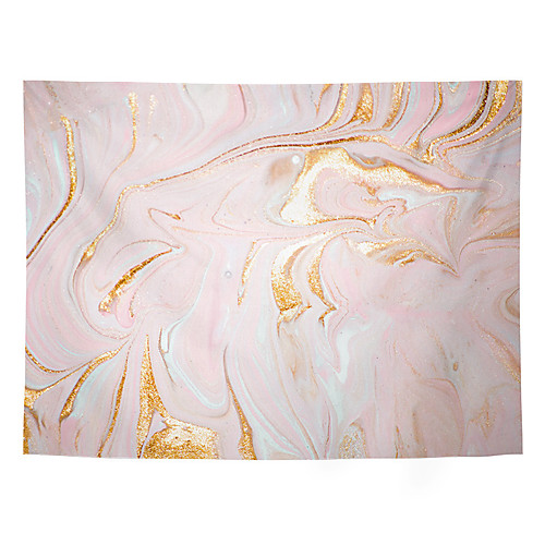 

Wall Tapestry Art Decor Blanket Curtain Picnic Tablecloth Hanging Home Bedroom Living Room Dorm Decoration Polyester Marble Water Pattern Pink Gold