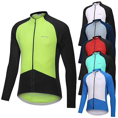 

Nuckily Men's Long Sleeve Cycling Jersey White Yellow Red Patchwork Solid Color Bike Jersey Top Mountain Bike MTB Road Bike Cycling Quick Dry Breathable Sports Clothing Apparel