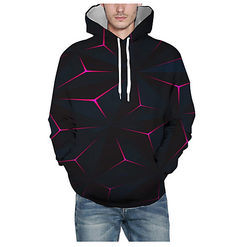 

Men's Daily Pullover Hoodie Sweatshirt Print 3D Graphic Hooded Basic Hoodies Sweatshirts Long Sleeve Black