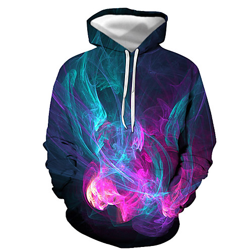 

Men's Pullover Hoodie Sweatshirt Graphic Flame Hooded Daily Going out 3D Print Basic Casual Hoodies Sweatshirts Long Sleeve Purple