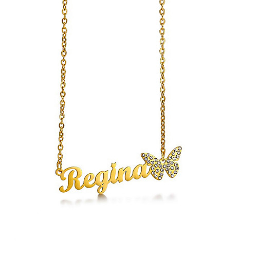 

Personalized Customized Necklace Stainless Steel Letter Gift Daily Promise 1pcs Gold