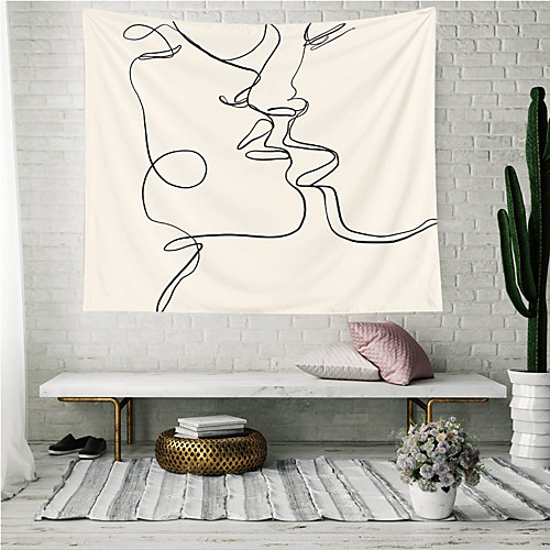 

Wall Tapestry Art Decor Blanket Curtain Picnic Tablecloth Hanging Home Bedroom Living Room Dorm Decoration Polyester Lovers Mouth Together Stick Figure Views