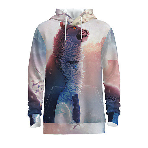 

Men's Pullover Hoodie Sweatshirt Graphic Animal Daily 3D Print Basic Hoodies Sweatshirts Beige