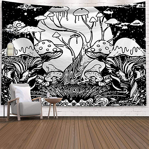 

Psychedelic Sketch Wall Tapestry Art Decor Blanket Curtain Hanging Home Bedroom Living Room Decoration Mushroom Tree