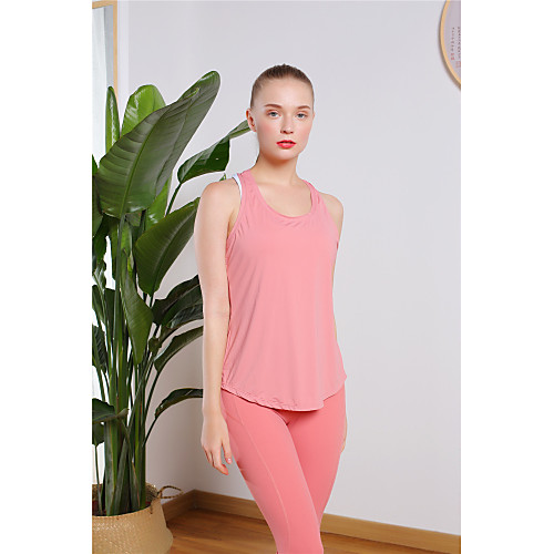 

women's workout yoga tank tops racerback shirts athletic sports gym tops pink size l