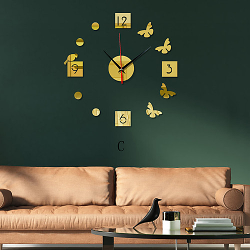 

3D DIY Wall Clock Frameless Mirror Wall Sticker Home Decor for Living Room Bedroom 40cm40cm