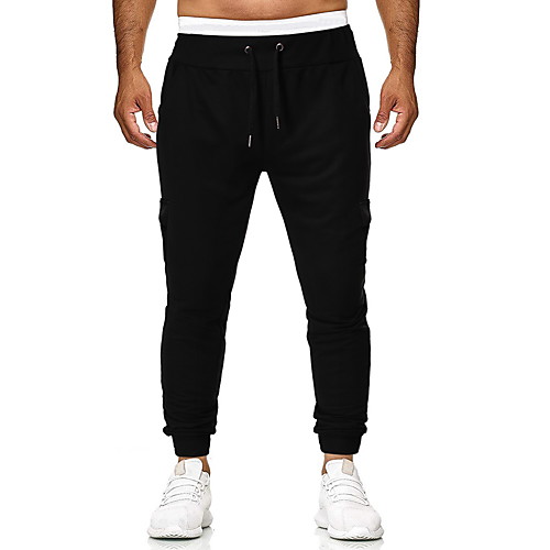 

Men's Basic Slim Daily Going out Sweatpants Pants Solid Colored Full Length Drawstring Black Light gray / Fall / Winter