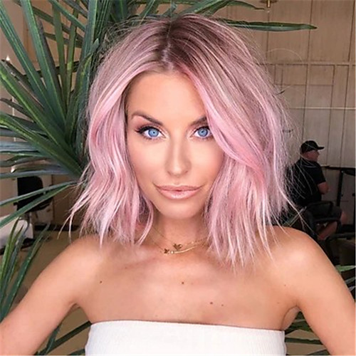 

Synthetic Wig Curly Middle Part Wig Short Pink Synthetic Hair 14 inch Women's Party Adorable Exquisite Pink