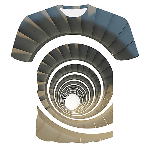 

Men's T shirt 3D Print Graphic Optical Illusion Print Short Sleeve Daily Tops Basic Beige