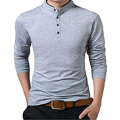 

Men's Polo Long Sleeve Tops Streetwear Sapphire Wine Red White