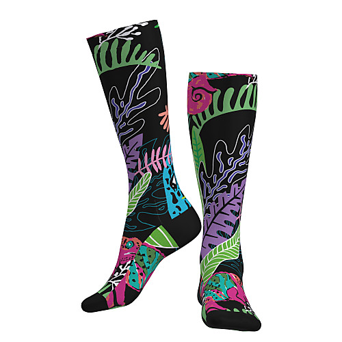 

Compression Socks Long Socks Over the Calf Socks Athletic Sports Socks Cycling Socks Men's Women's Bike / Cycling Breathable Soft Comfortable 1 Pair Floral Botanical Cotton Black M L / Stretchy