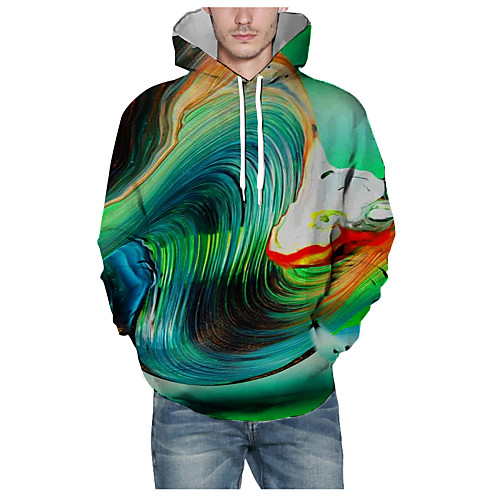 

Men's Pullover Hoodie Sweatshirt Graphic 3D Daily 3D Print Basic Hoodies Sweatshirts Green