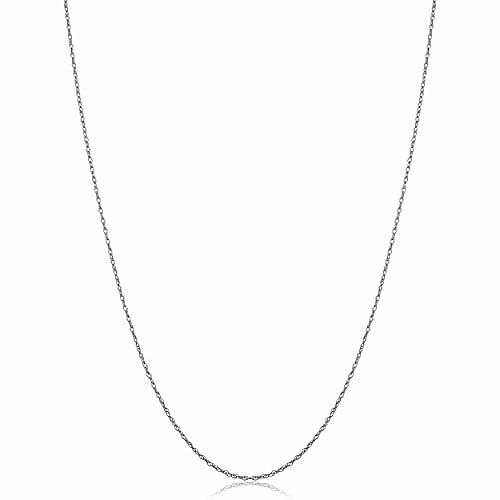 

kooljewelry solid 10k white gold thin rope chain necklace (0.7 mm, 16 inch)