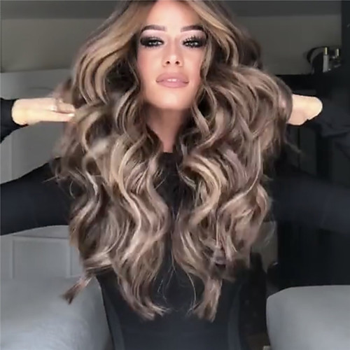 

Synthetic Wig Wavy Middle Part Wig Long Light Brown Synthetic Hair 26 inch Women's Fashionable Design Party Natural Hairline Light Brown