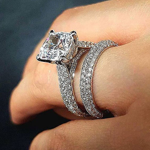 

Ring AAA Cubic Zirconia Classic Silver Brass Blessed Classic 1 set 6 7 8 9 10 / Couple's
