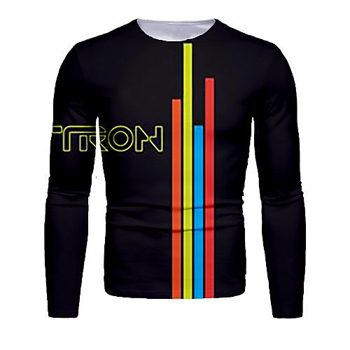 

Men's T shirt 3D Print Graphic 3D Long Sleeve Daily Tops Basic Black
