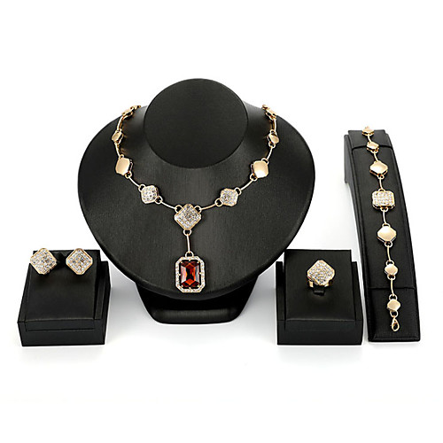 

Women's Red Synthetic Diamond Bridal Jewelry Sets Simple Basic Elegant Earrings Jewelry Gold For Wedding Engagement 1 set