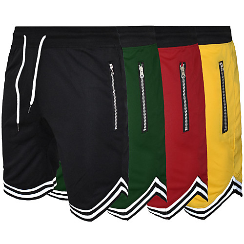 

Men's Running Shorts Athletic Shorts Bottoms Zipper Pocket Drawstring Fitness Gym Workout Performance Running Training Breathable Quick Dry Soft Normal Sport Solid Colored Black Yellow Red Green