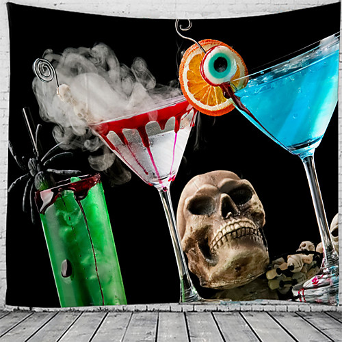 

Halloween Wall Tapestry Art Decor Blanket Curtain Picnic Tablecloth Hanging Home Bedroom Living Room Dorm Decoration Psychedelic Skull Skeleton Haunted Scary Polyester